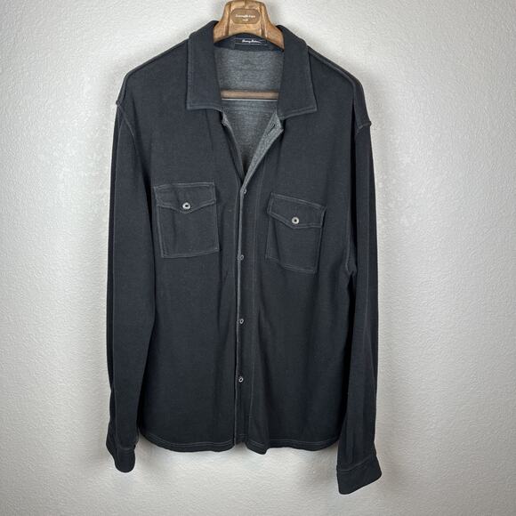 Tommy Bahama Mens Button Front Shacket Jacket Size XXL Charcoal Gray Cotton Knit - Picture 1 of 6
